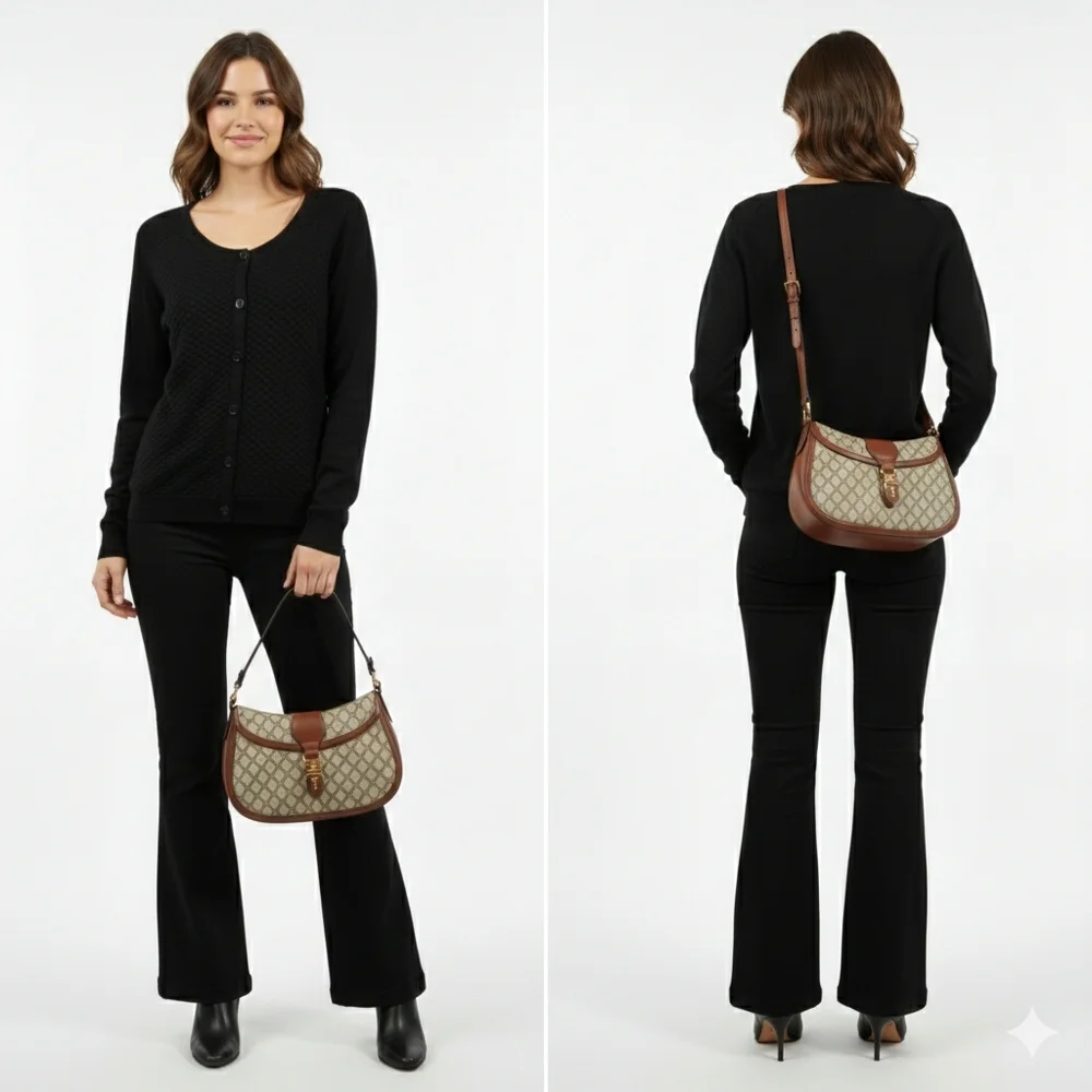 Sandro Quilted Scoop Neck Cardigan Size M/L - Picture 3 of 9